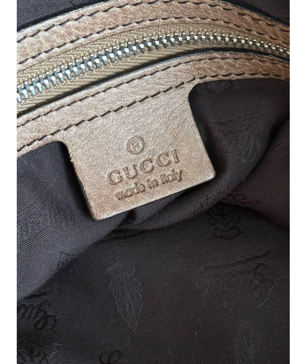 GUCCI Коричневая сумка с короткими ручками из канвы, фото 7