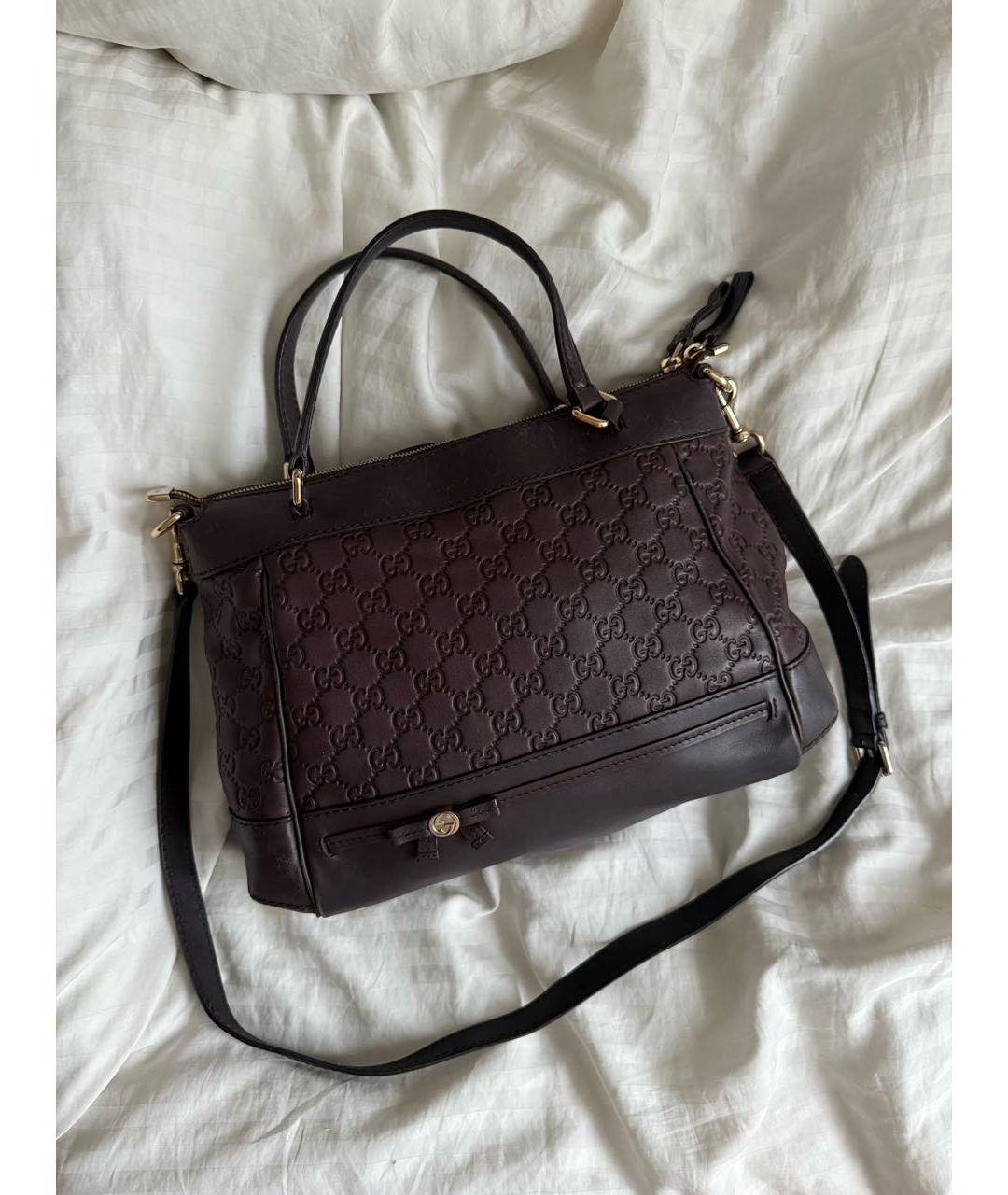 GUCCI Коричневая сумка с короткими ручками из канвы, фото 8