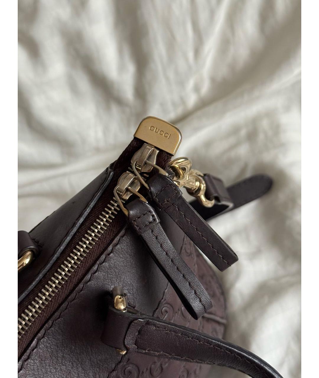 GUCCI Коричневая сумка с короткими ручками из канвы, фото 4