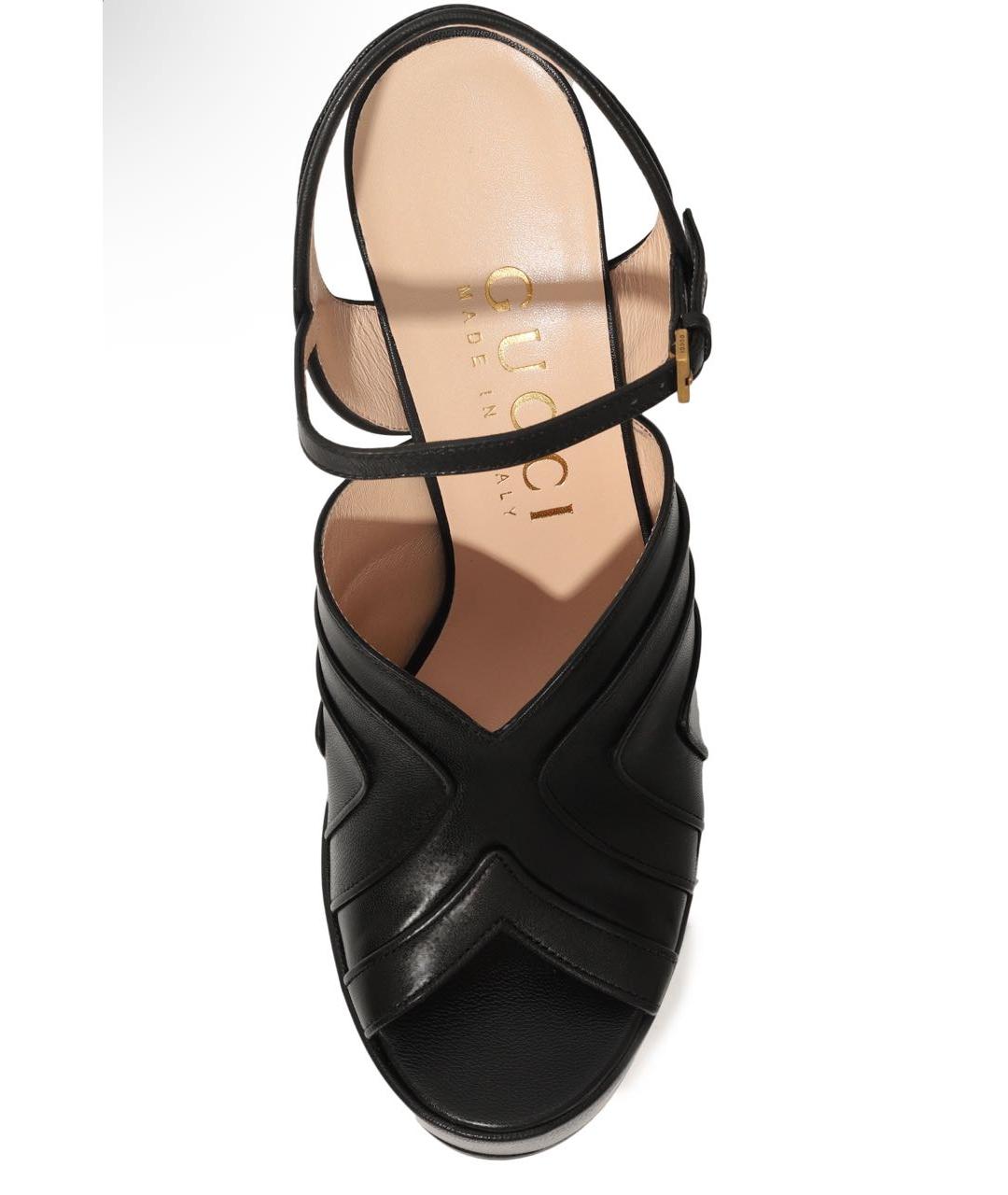 GUCCI Черные кожаные босоножки, фото 4