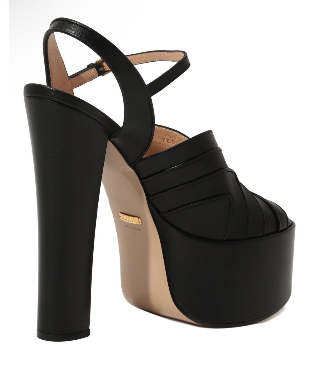 GUCCI Черные кожаные босоножки, фото 3