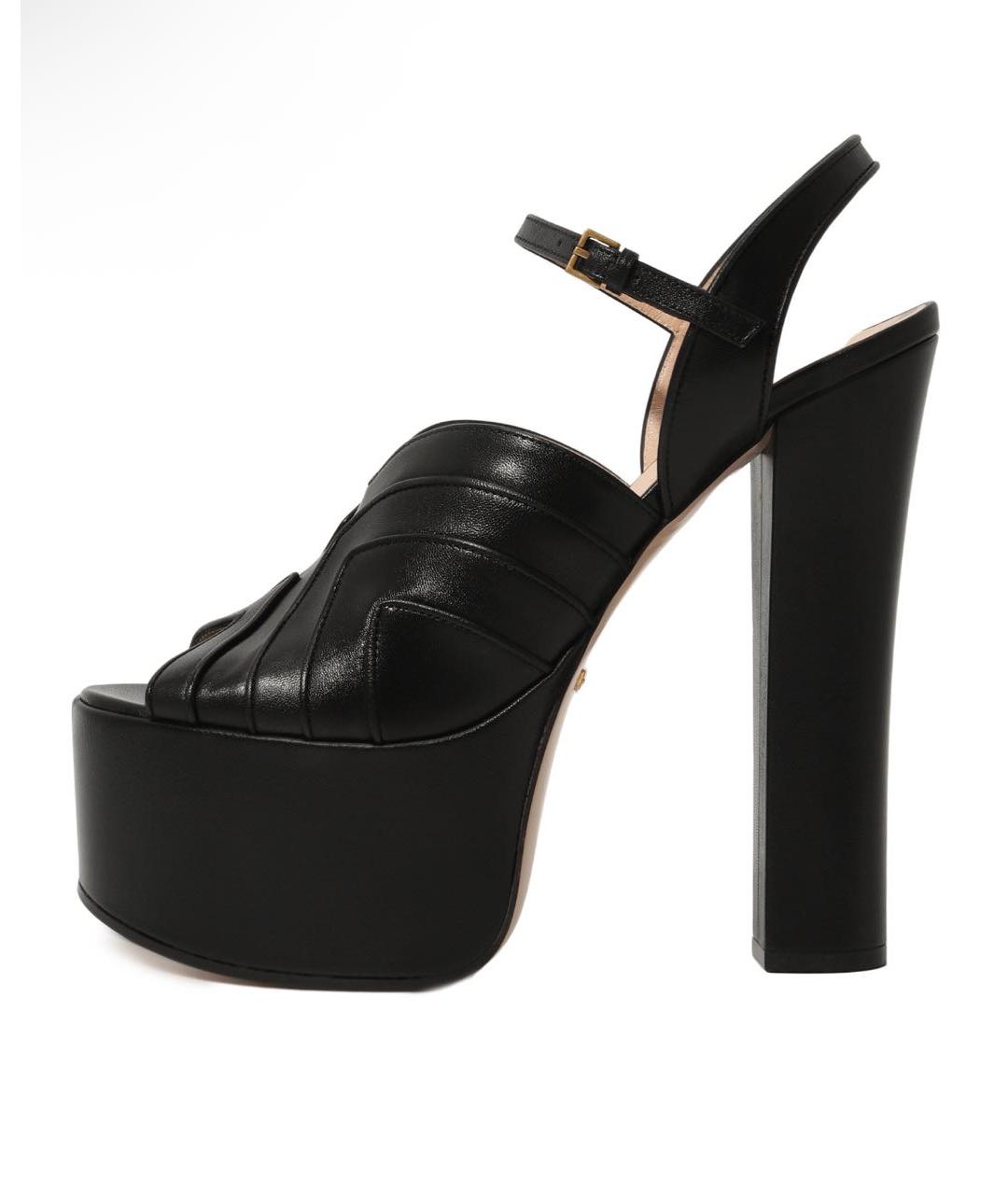 GUCCI Черные кожаные босоножки, фото 6