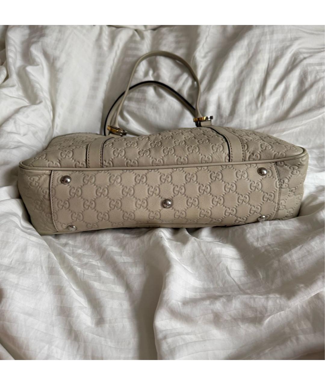 GUCCI Бежевая кожаная сумка тоут, фото 3