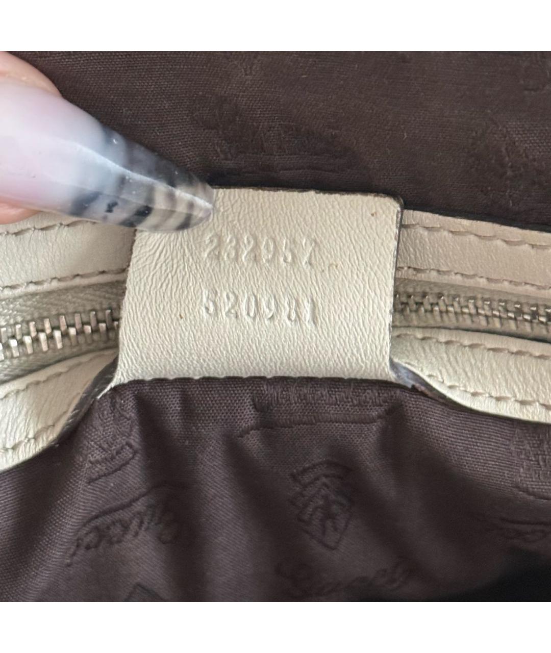 GUCCI Бежевая кожаная сумка тоут, фото 7