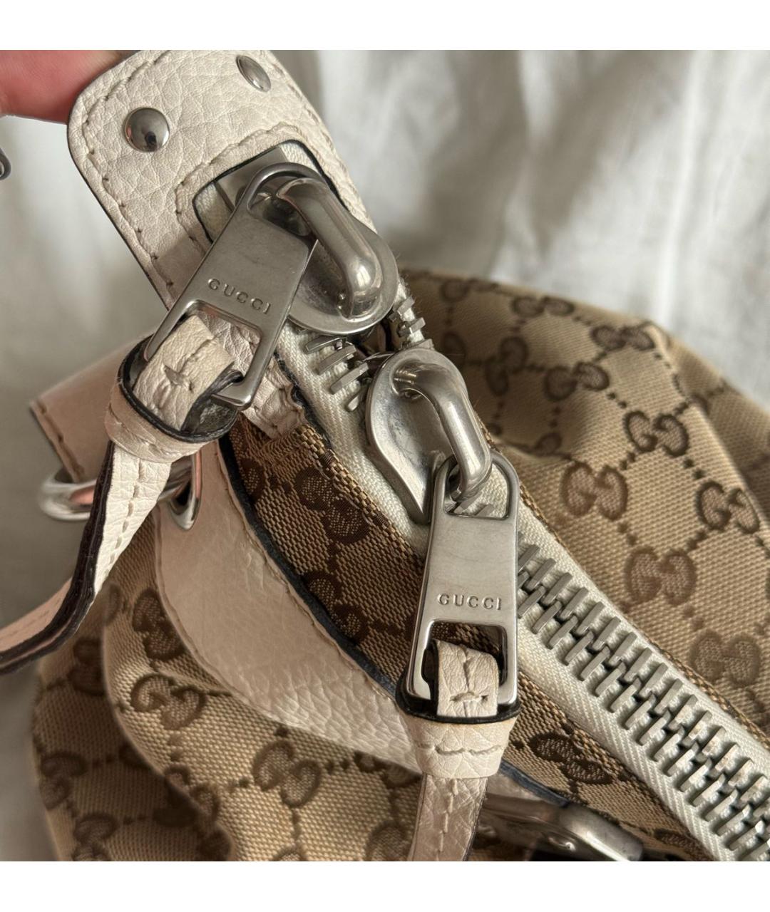 GUCCI Коричневая сумка с короткими ручками из канвы, фото 5