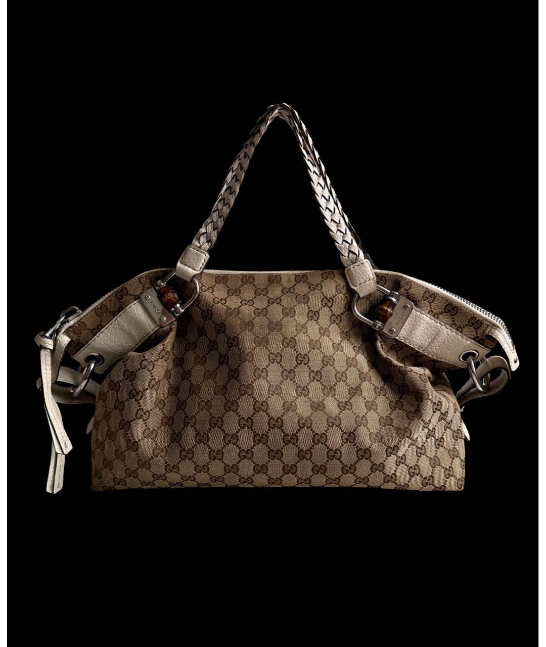GUCCI Коричневая сумка с короткими ручками из канвы, фото 9