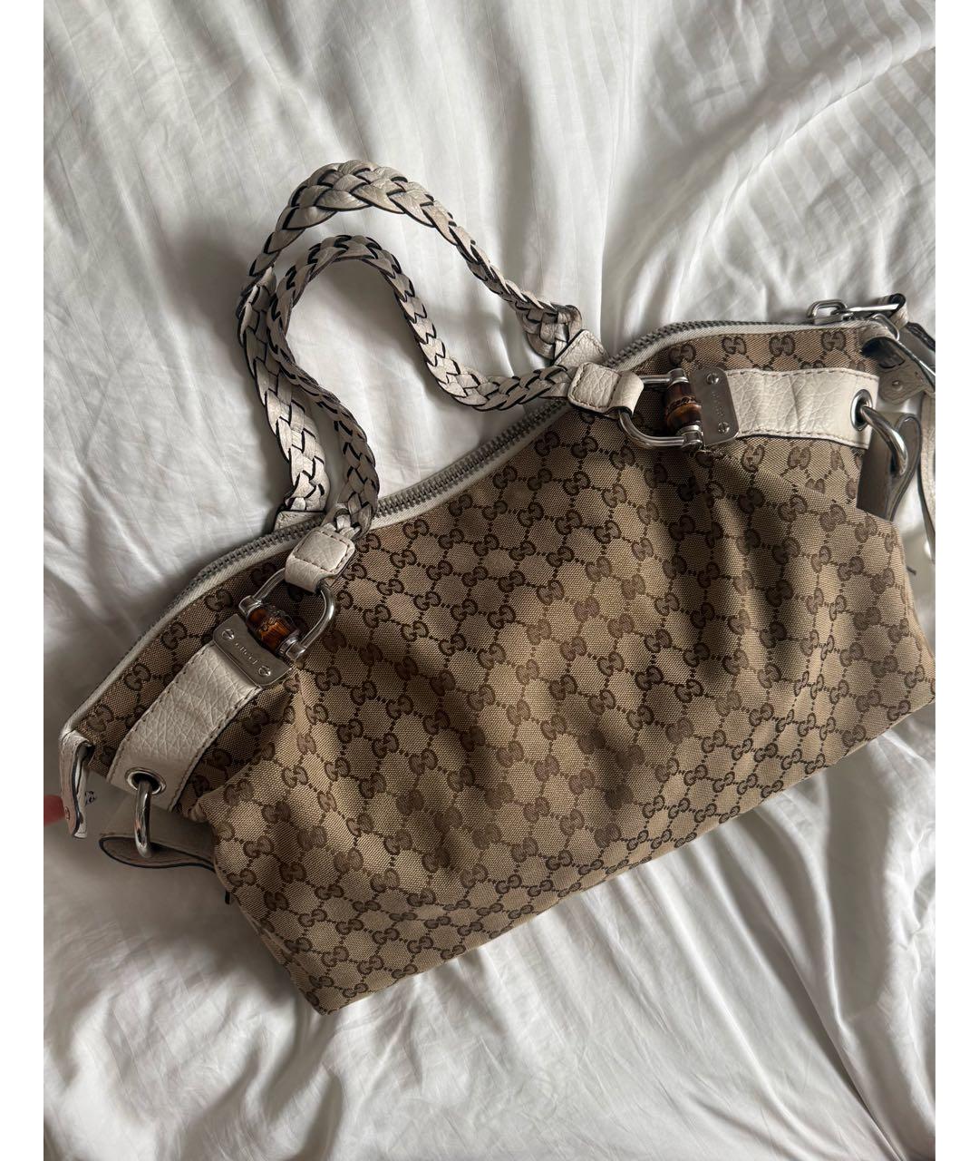 GUCCI Коричневая сумка с короткими ручками из канвы, фото 2