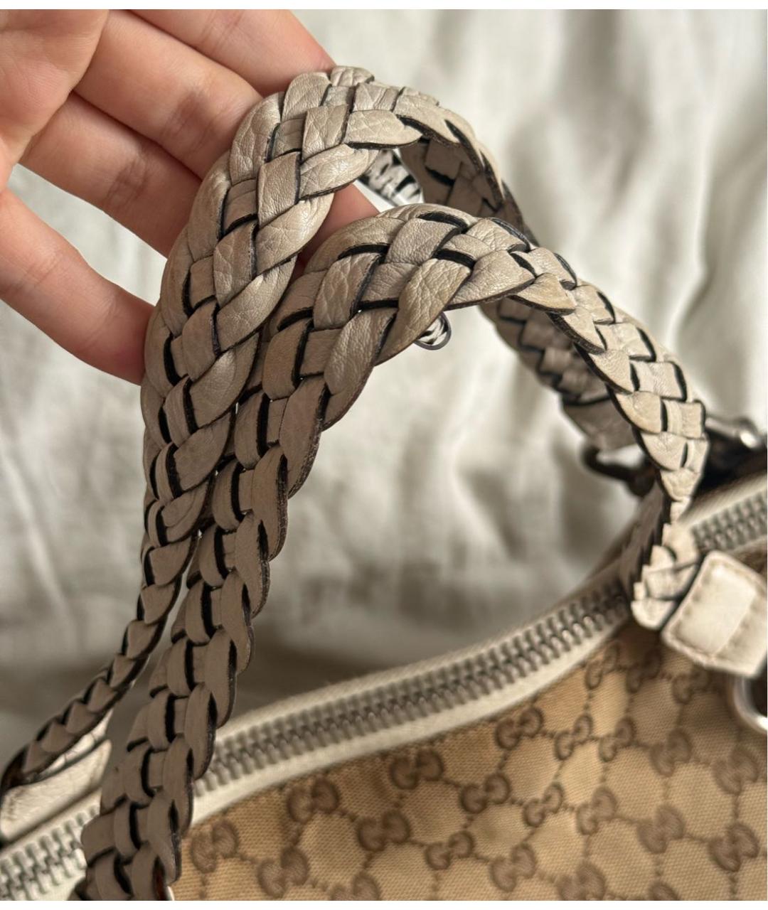 GUCCI Коричневая сумка с короткими ручками из канвы, фото 3