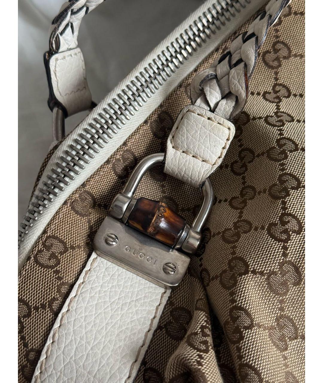 GUCCI Коричневая сумка с короткими ручками из канвы, фото 4