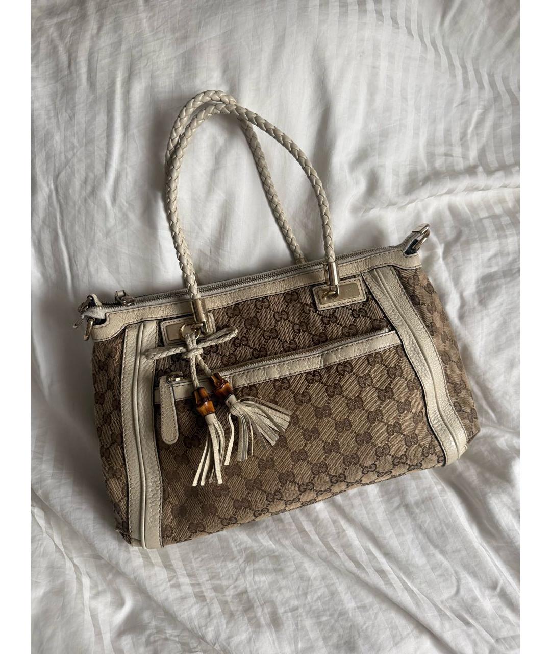 GUCCI Коричневая сумка с короткими ручками из канвы, фото 9