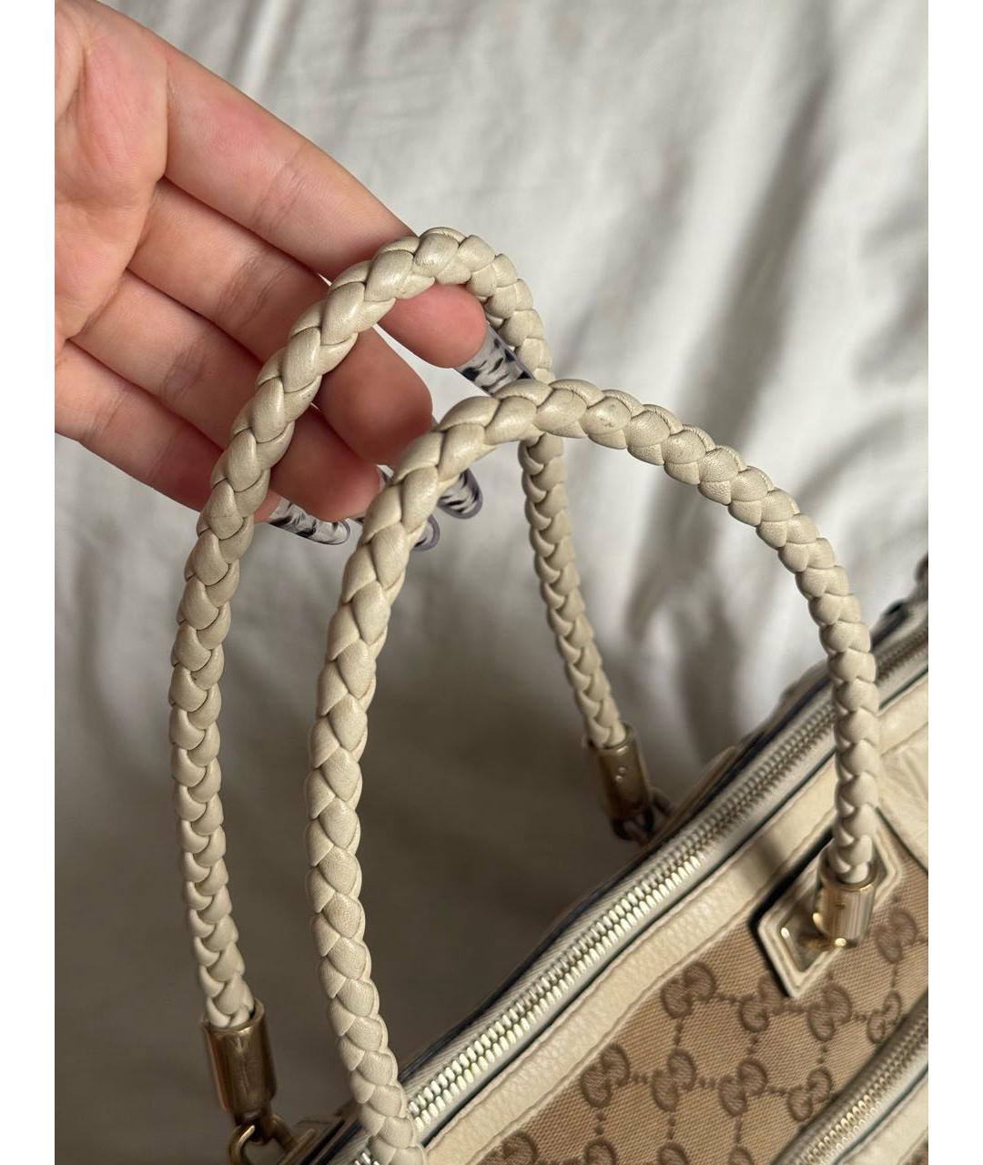 GUCCI Коричневая сумка с короткими ручками из канвы, фото 3