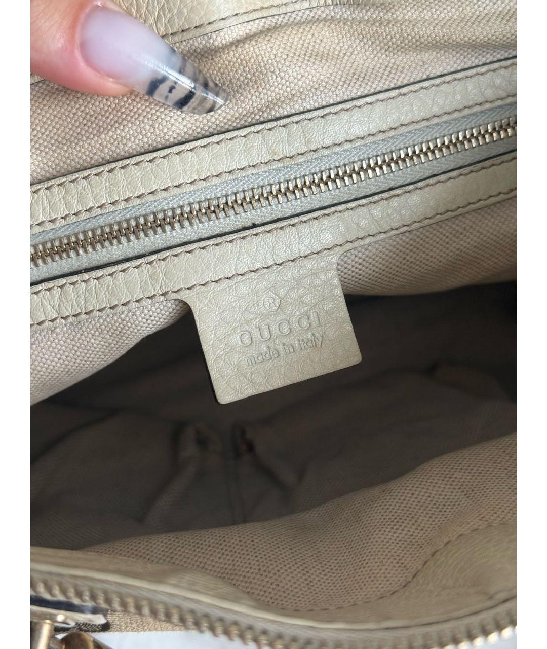 GUCCI Коричневая сумка с короткими ручками из канвы, фото 7