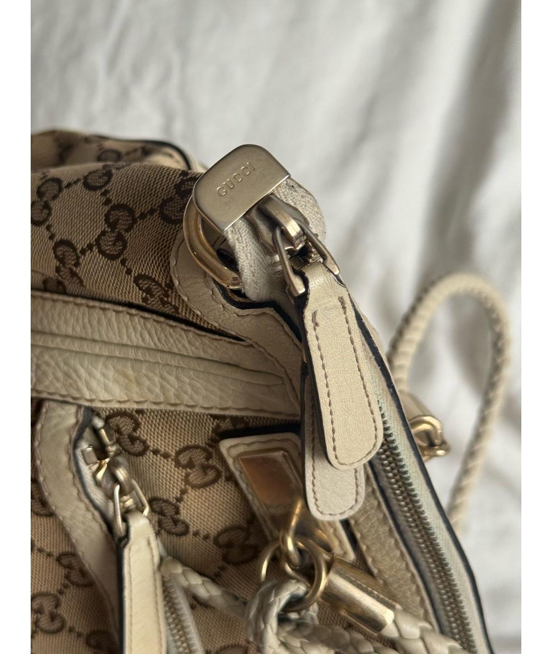 GUCCI Коричневая сумка с короткими ручками из канвы, фото 6