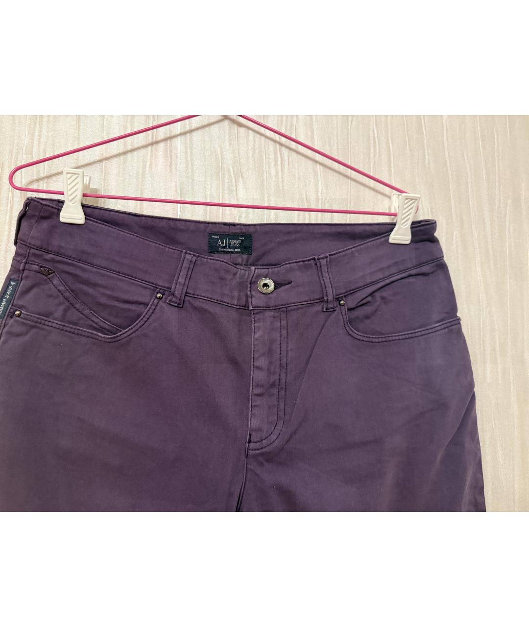 ARMANI JEANS Фиолетовые хлопко-эластановые прямые джинсы, фото 2