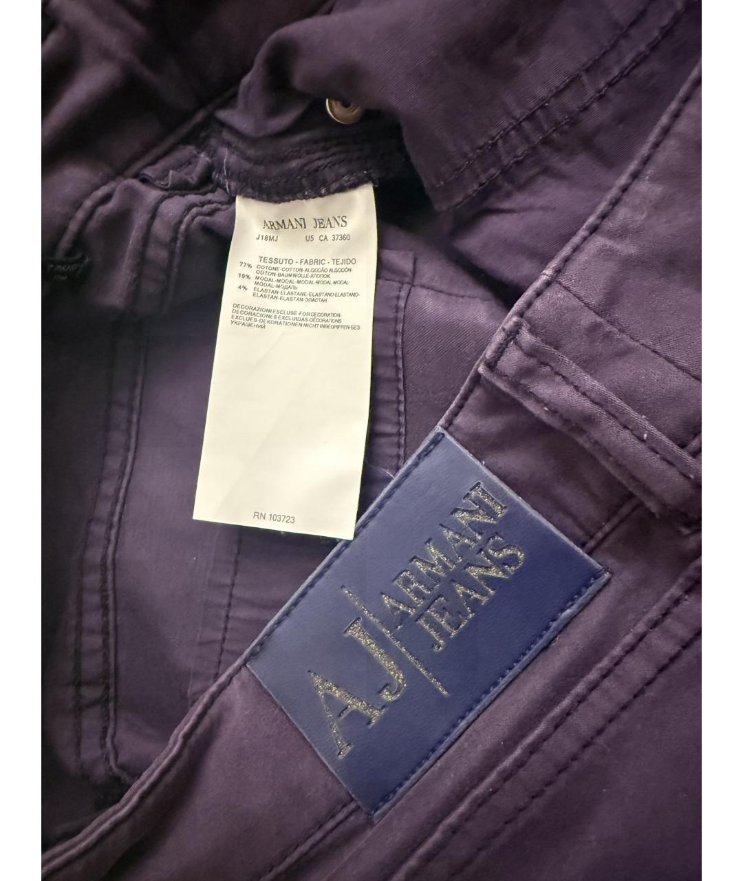ARMANI JEANS Фиолетовые хлопко-эластановые прямые джинсы, фото 5