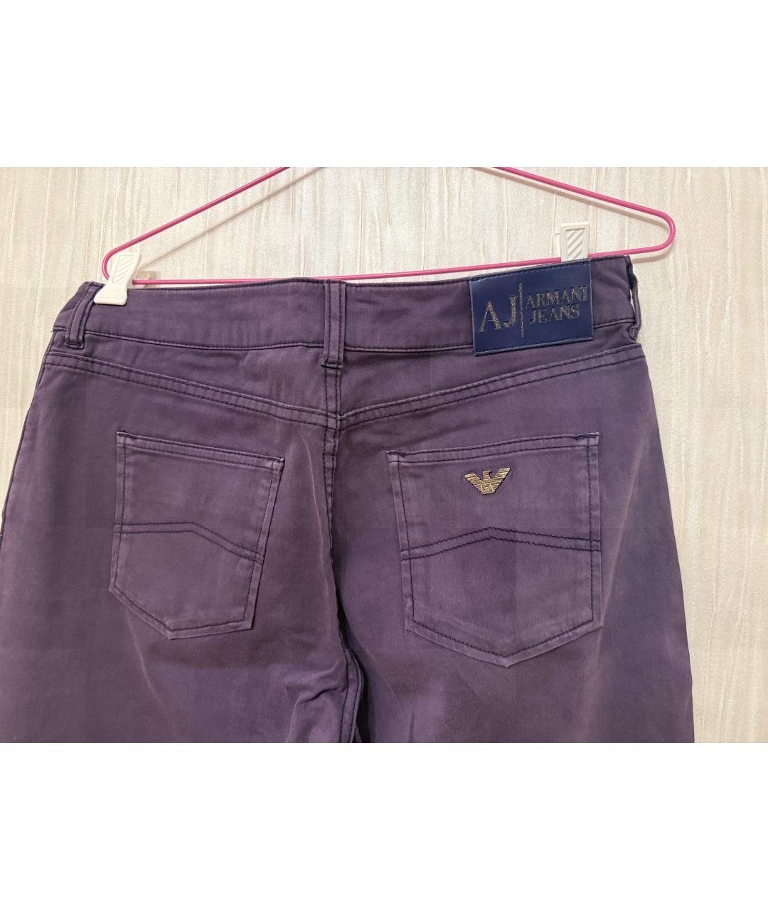 ARMANI JEANS Фиолетовые хлопко-эластановые прямые джинсы, фото 4