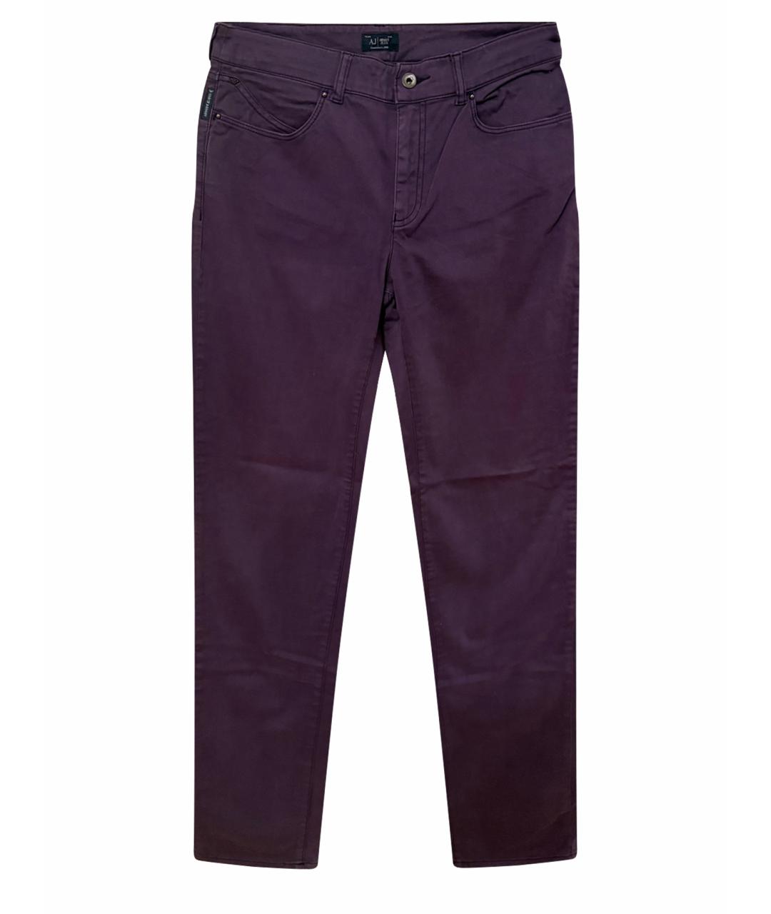 ARMANI JEANS Фиолетовые хлопко-эластановые прямые джинсы, фото 1