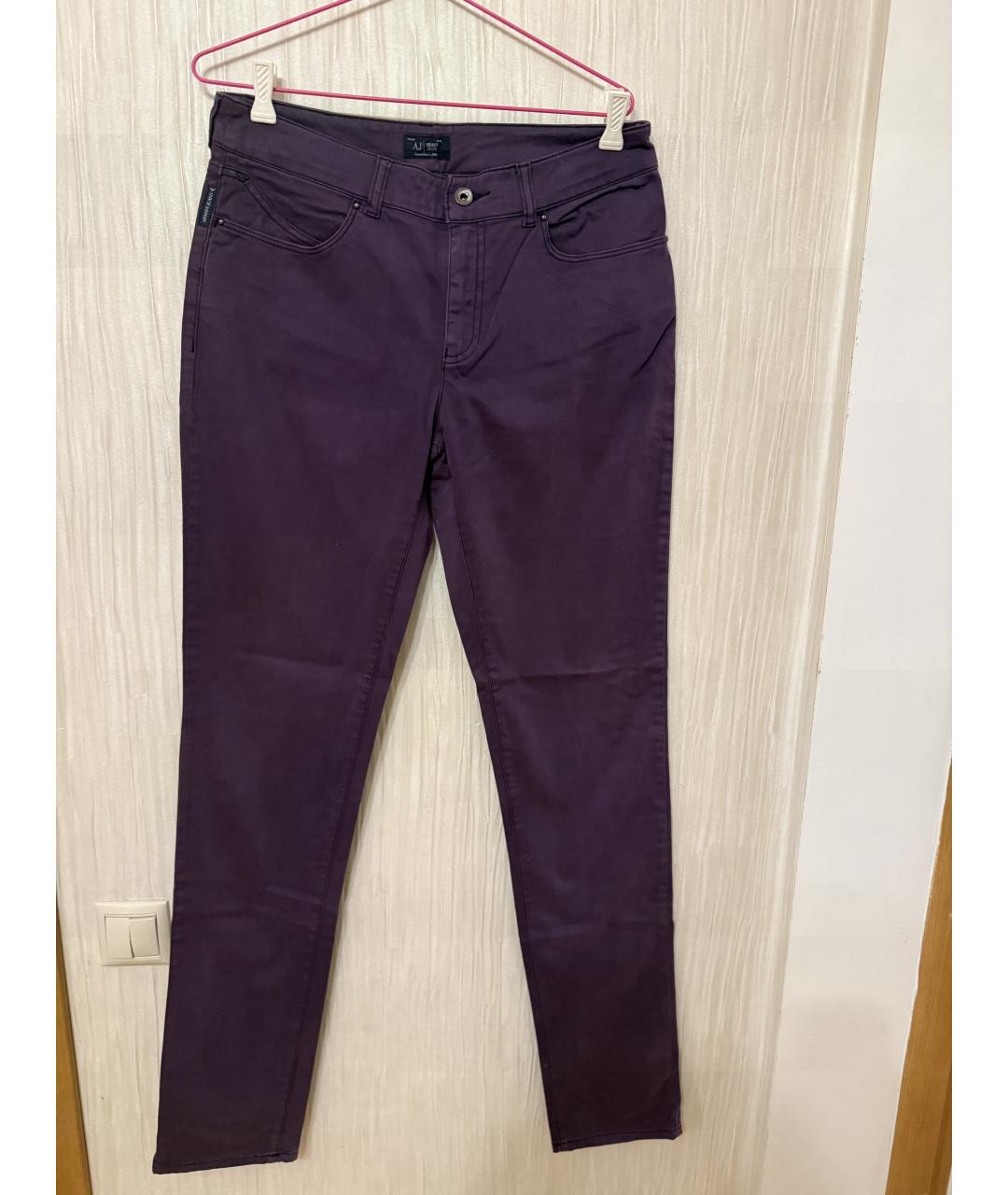 ARMANI JEANS Фиолетовые хлопко-эластановые прямые джинсы, фото 6