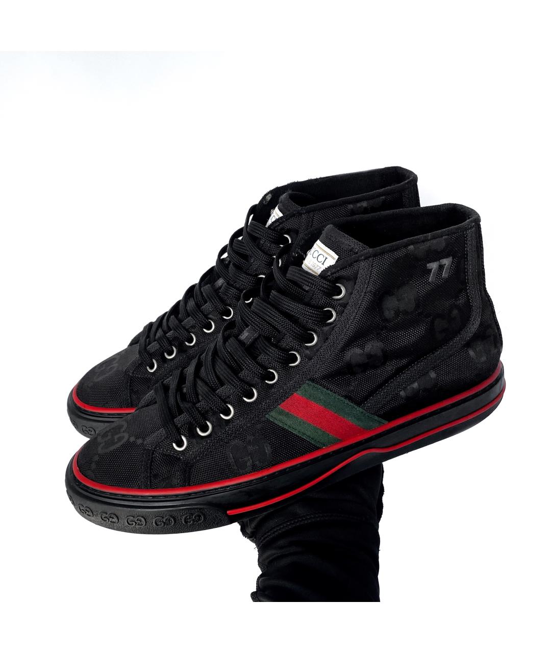 GUCCI Черные синтетические высокие кроссовки / кеды, фото 10