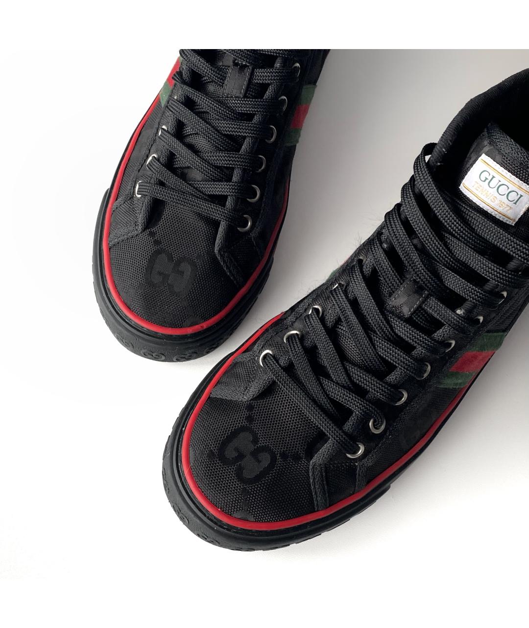 GUCCI Черные синтетические высокие кроссовки / кеды, фото 2
