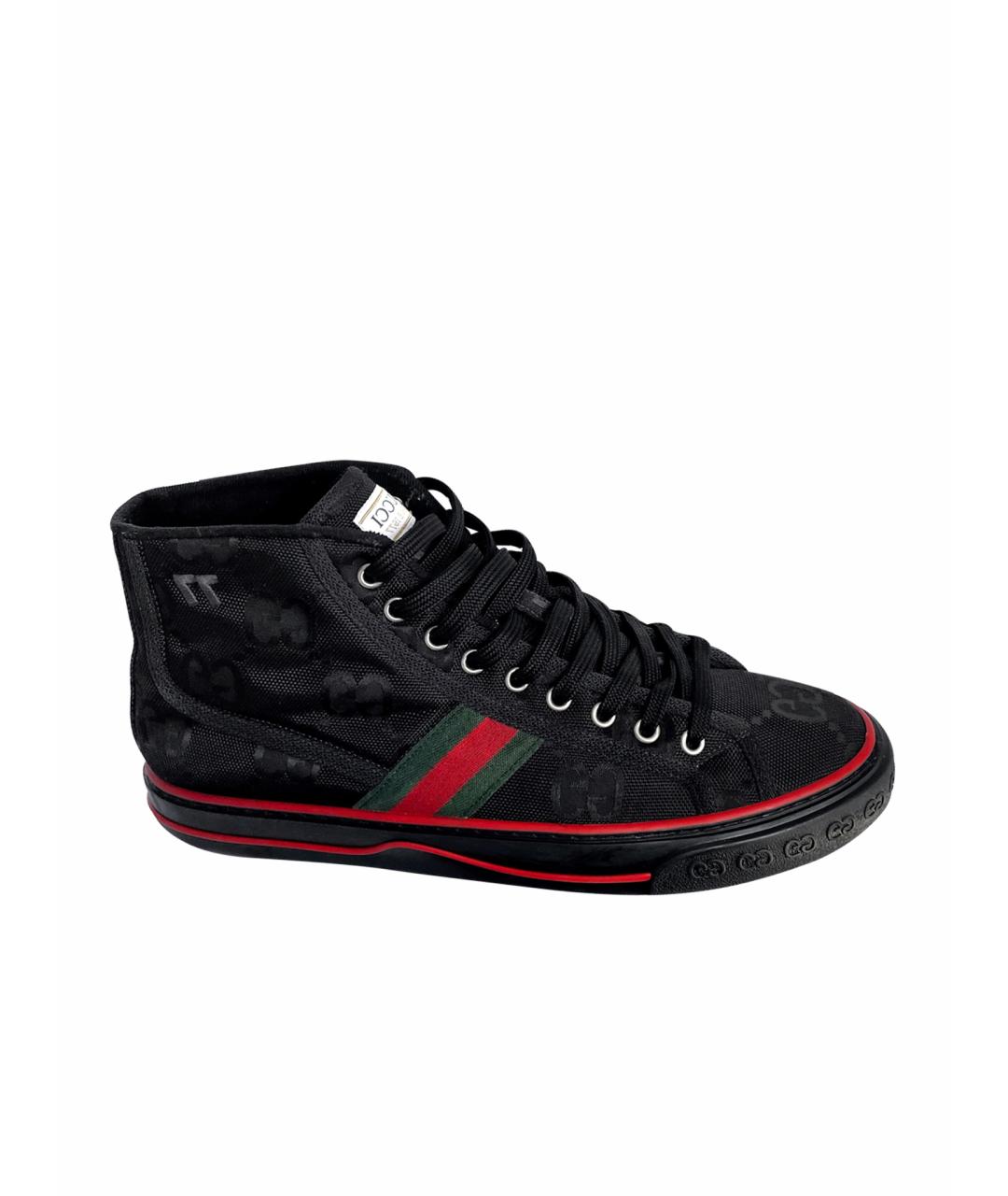 GUCCI Черные синтетические высокие кроссовки / кеды, фото 1