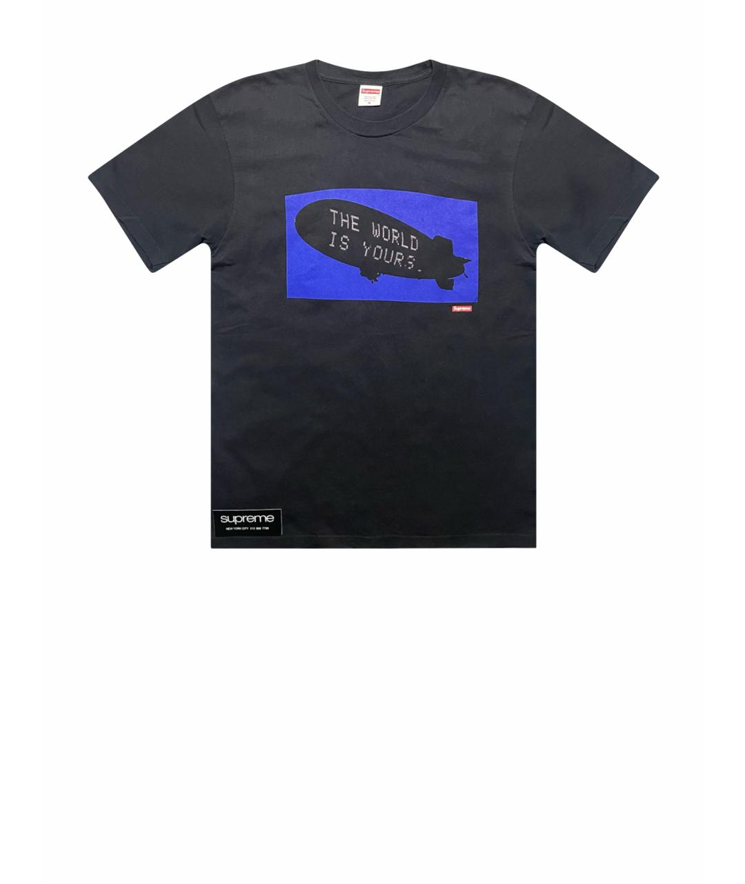 SUPREME Черная хлопковая футболка, фото 1