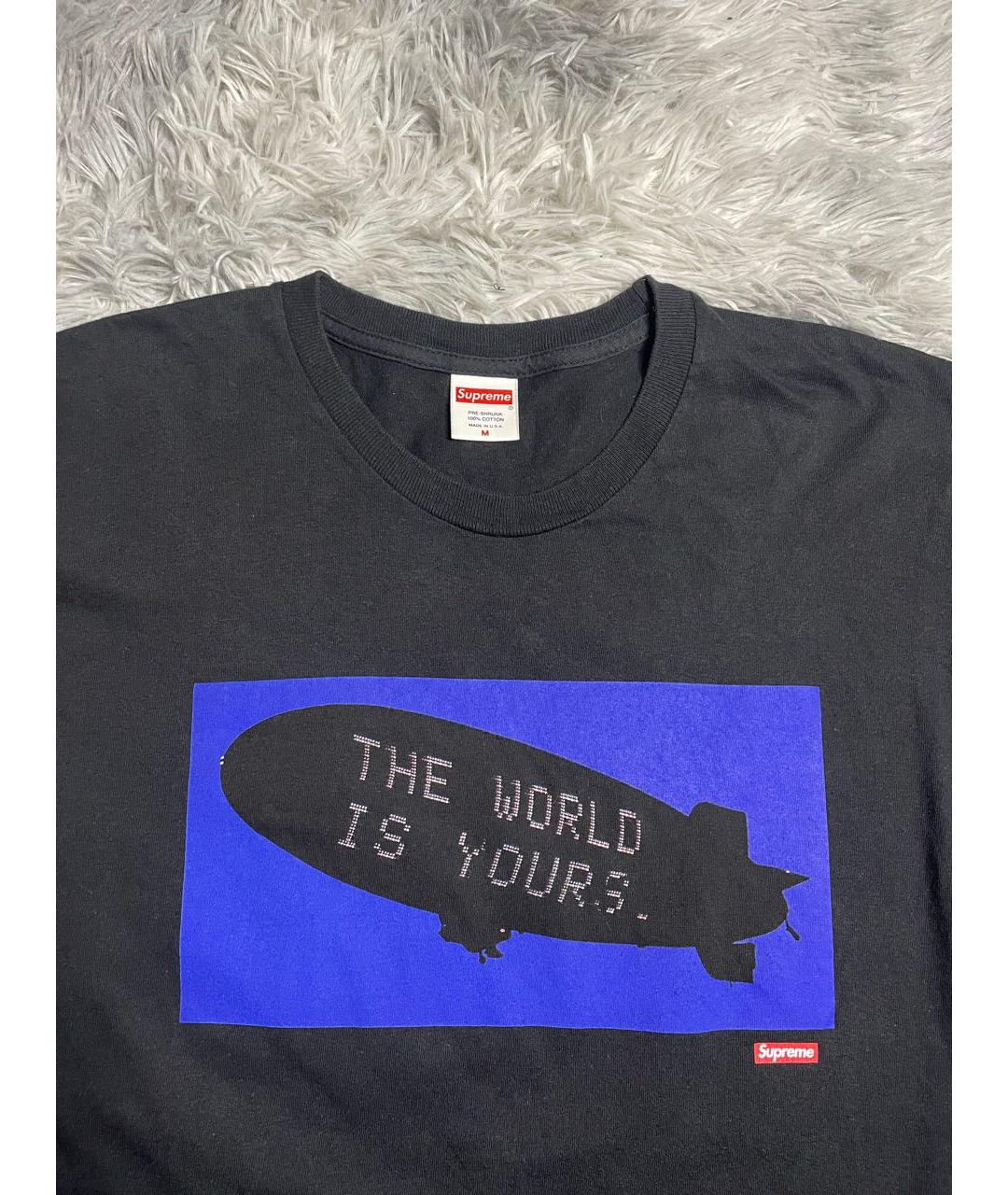 SUPREME Черная хлопковая футболка, фото 5