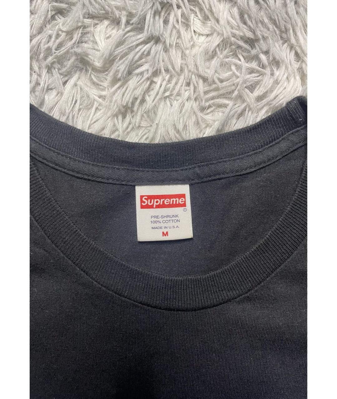 SUPREME Черная хлопковая футболка, фото 3