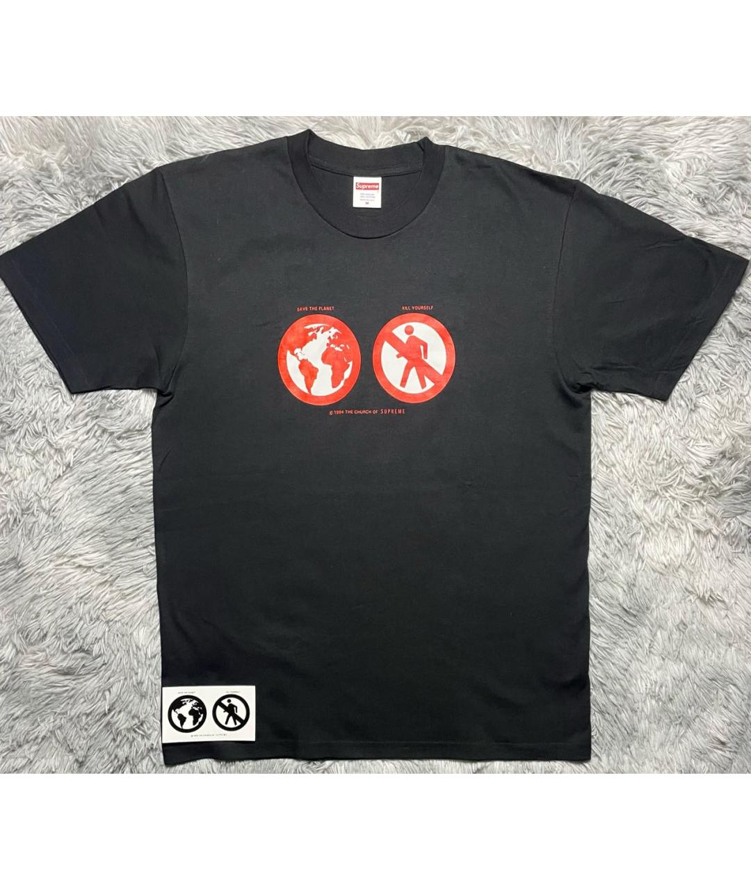 SUPREME Черная хлопковая футболка, фото 6
