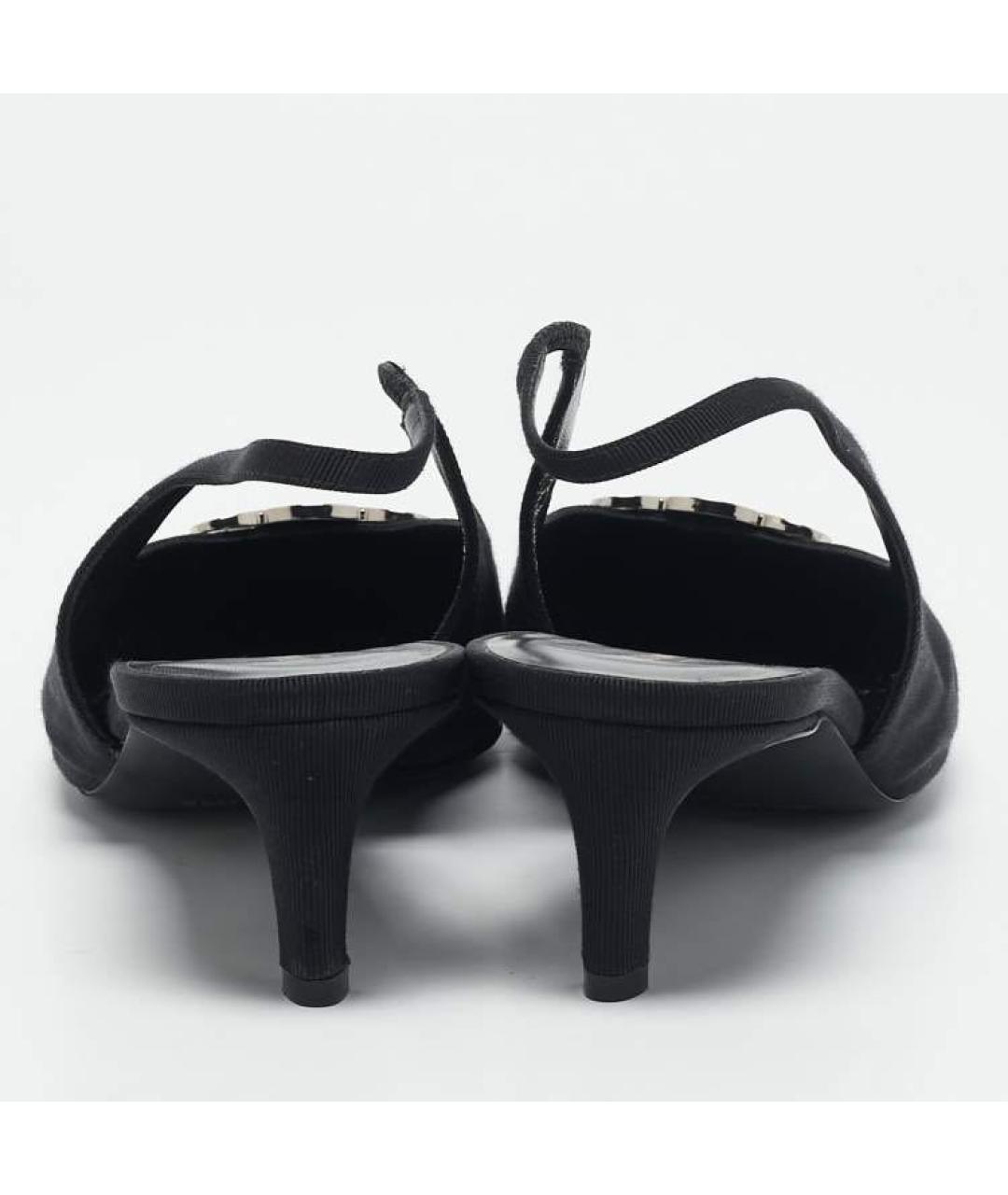 CELINE Черные текстильные лодочки на низком каблуке, фото 5