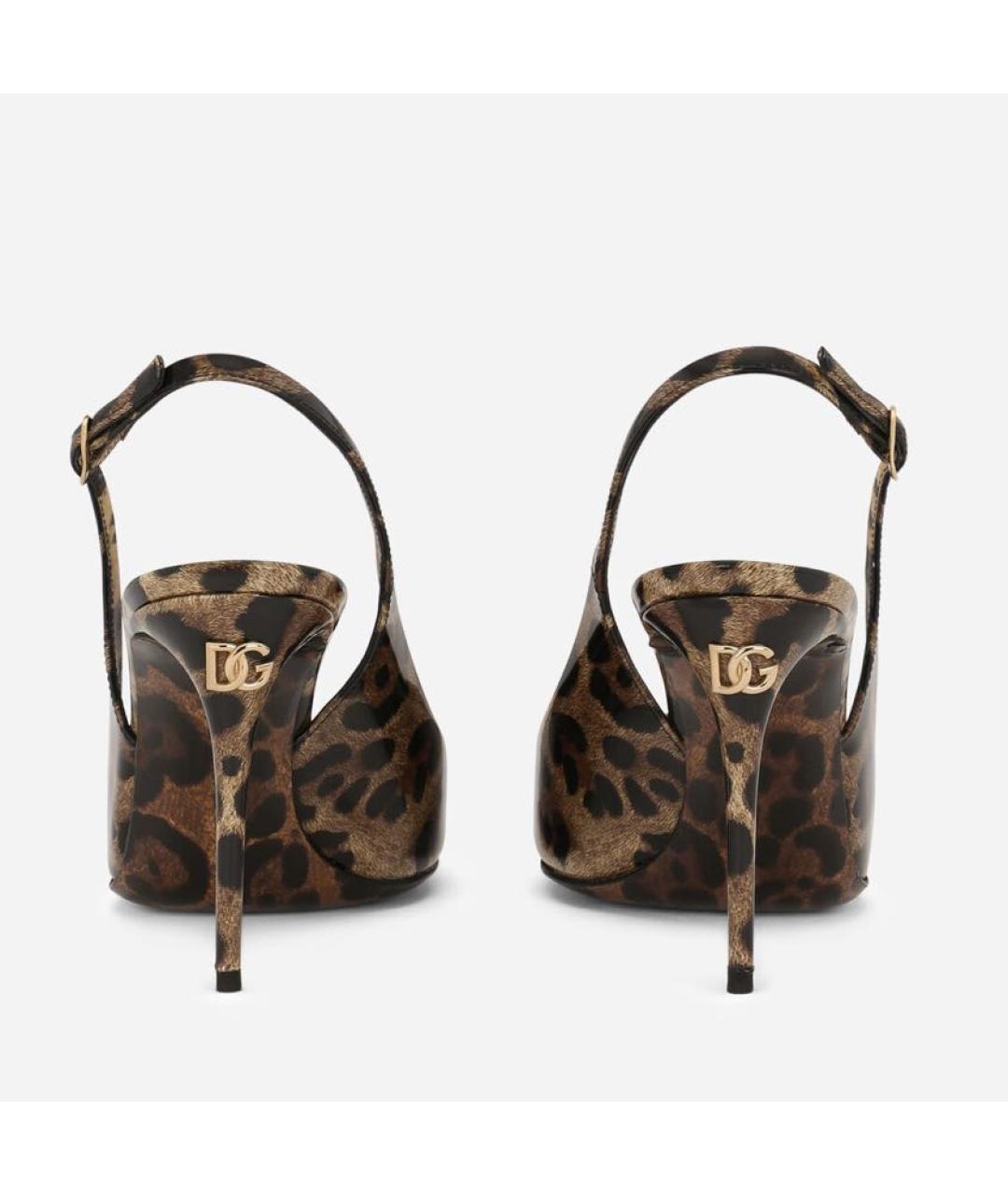 DOLCE&GABBANA Коричневые лодочки на низком каблуке из лакированной кожи, фото 3