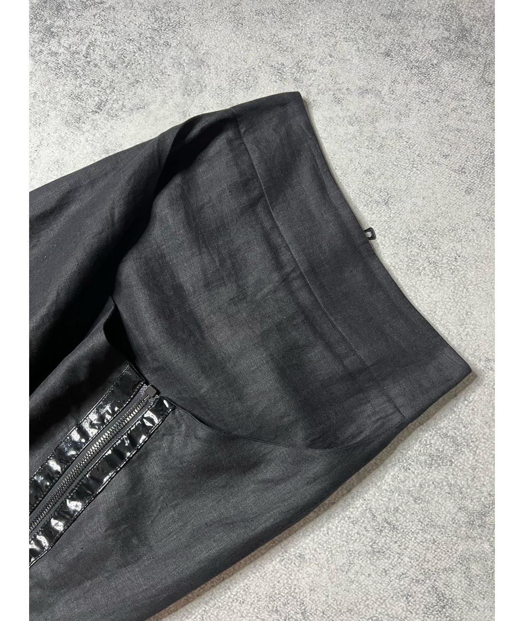 HUGO BOSS Черная льняная юбка миди, фото 4
