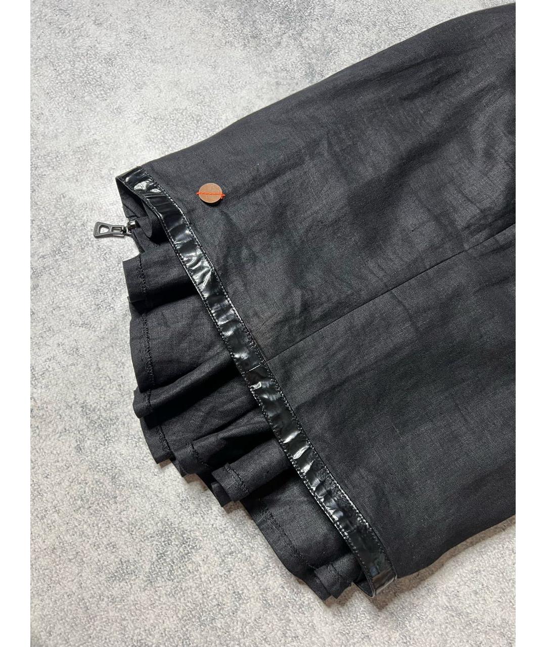 HUGO BOSS Черная льняная юбка миди, фото 6