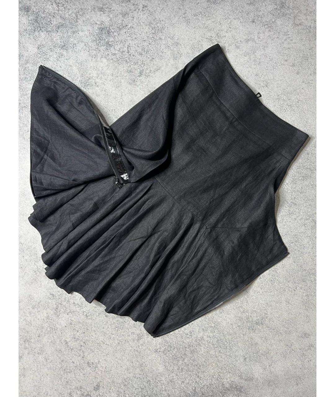 HUGO BOSS Черная льняная юбка миди, фото 5