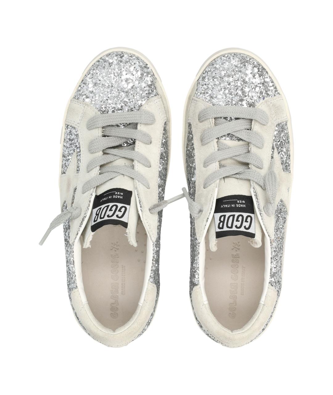 GOLDEN GOOSE Серебряные кожаные кеды, фото 2