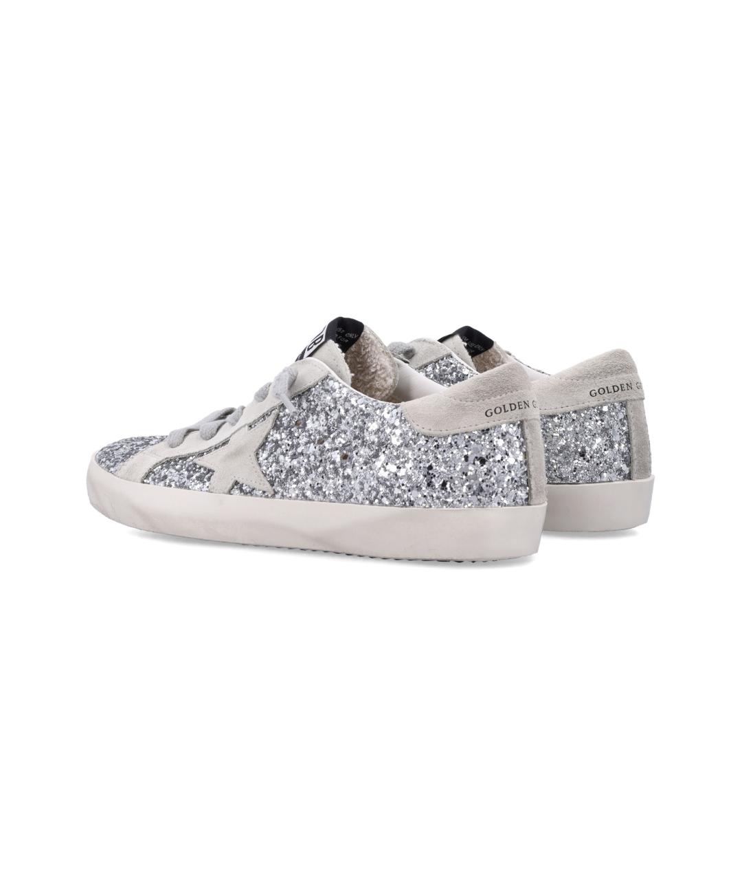 GOLDEN GOOSE Серебряные кожаные кеды, фото 4