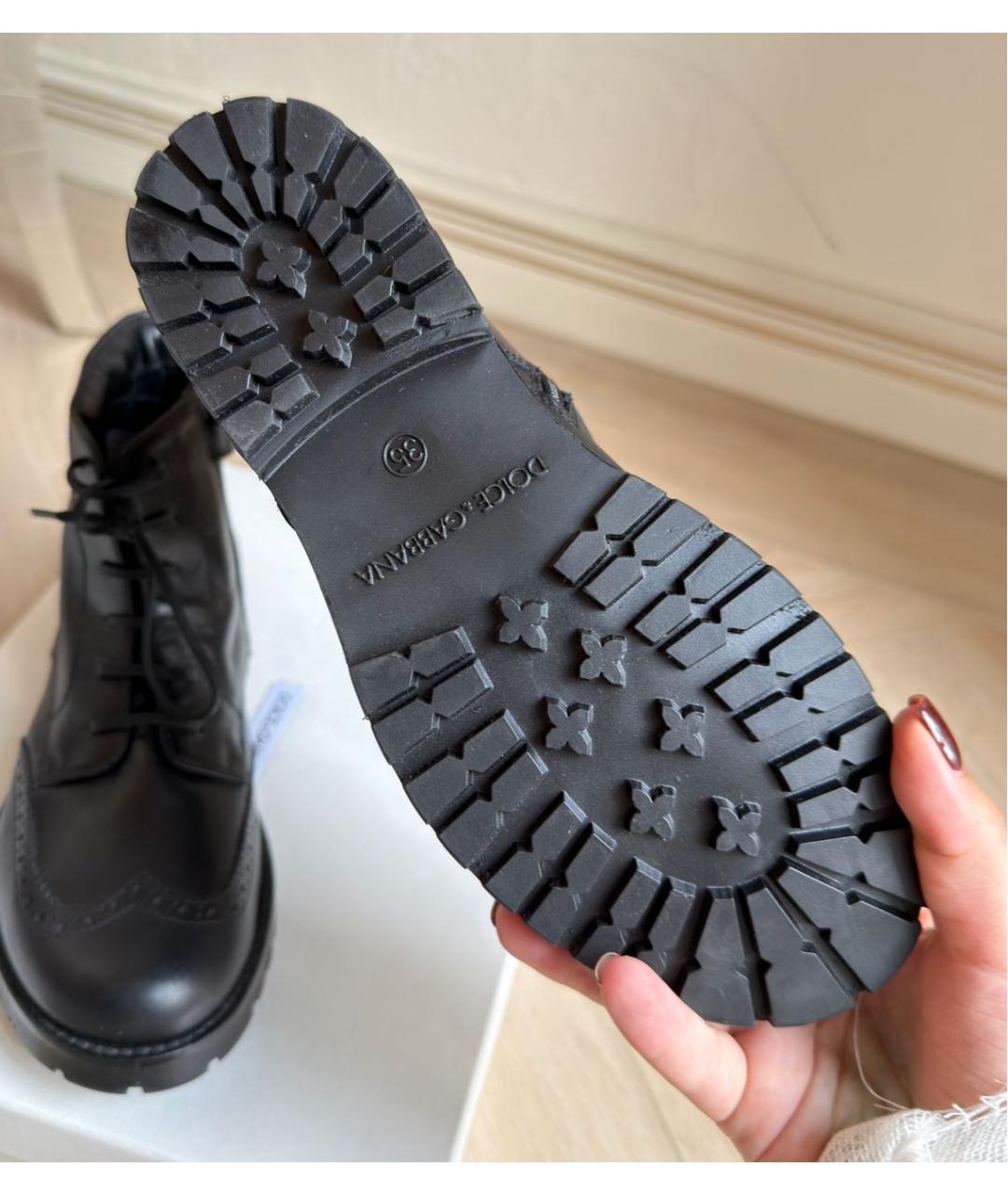 DOLCE&GABBANA Черные кожаные ботинки, фото 6