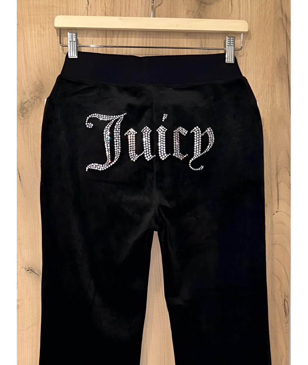 JUICY COUTURE Черные велюровые прямые брюки, фото 4