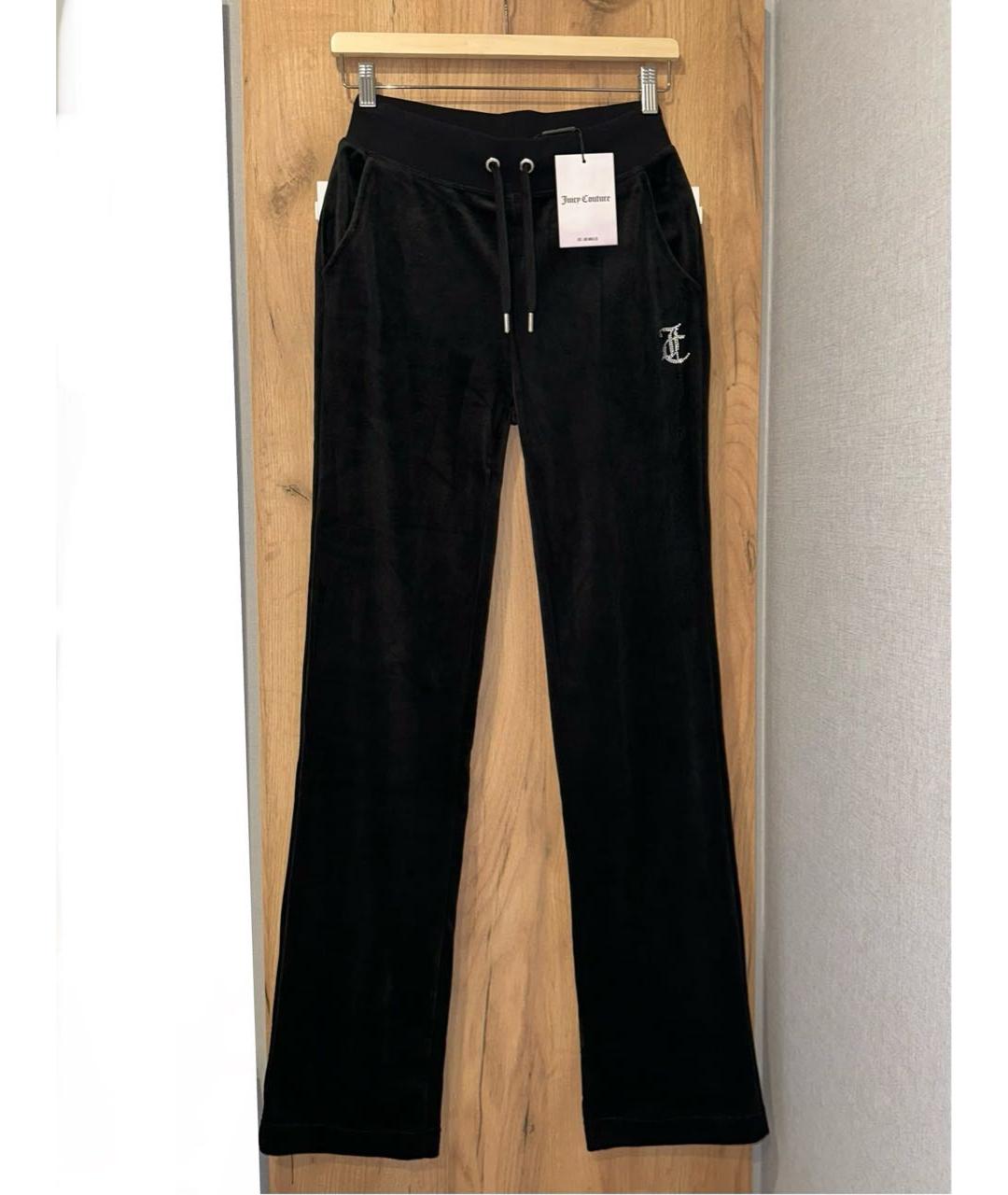 JUICY COUTURE Черные велюровые прямые брюки, фото 2