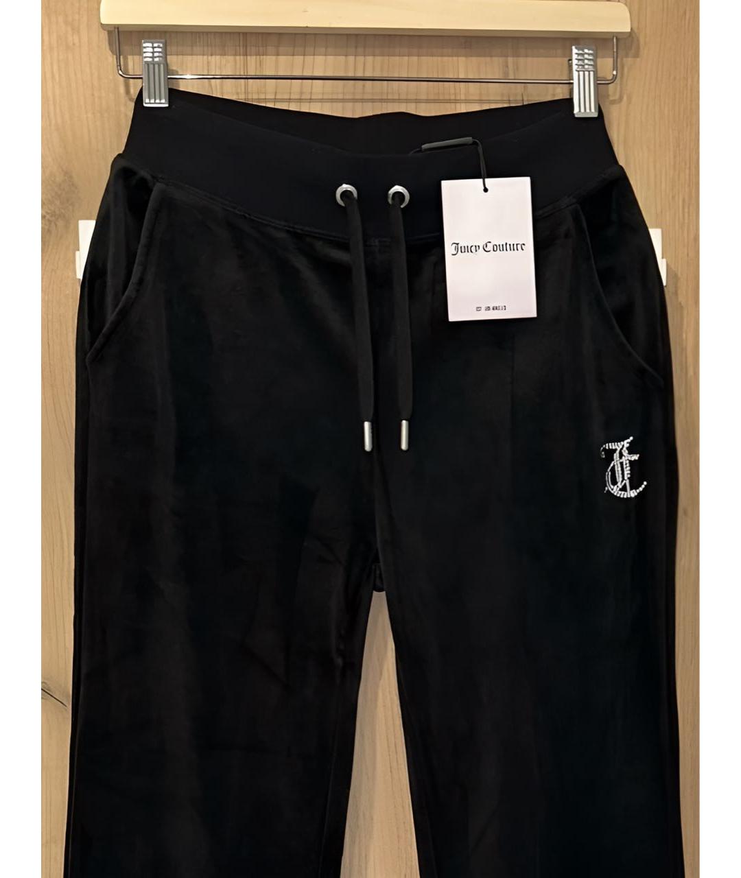 JUICY COUTURE Черные велюровые прямые брюки, фото 3