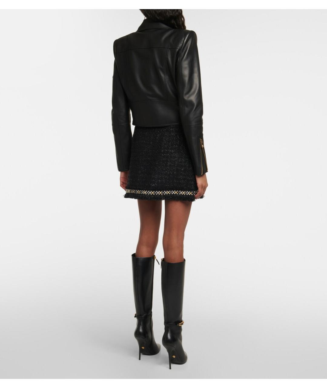 VERSACE Черная кожаная куртка, фото 4