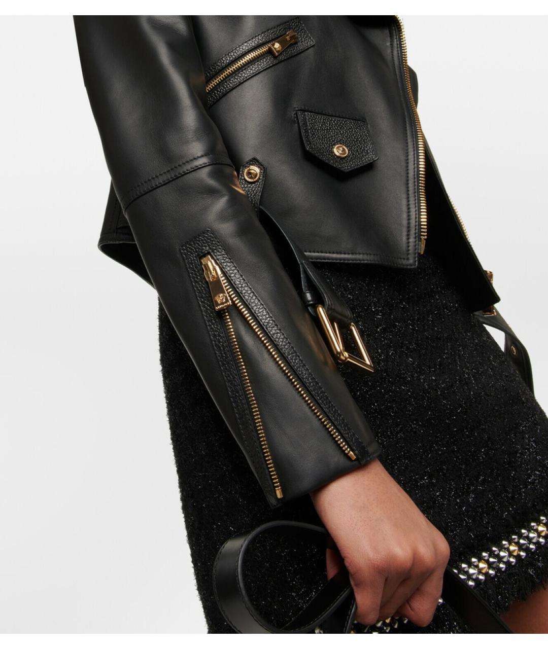 VERSACE Черная кожаная куртка, фото 6