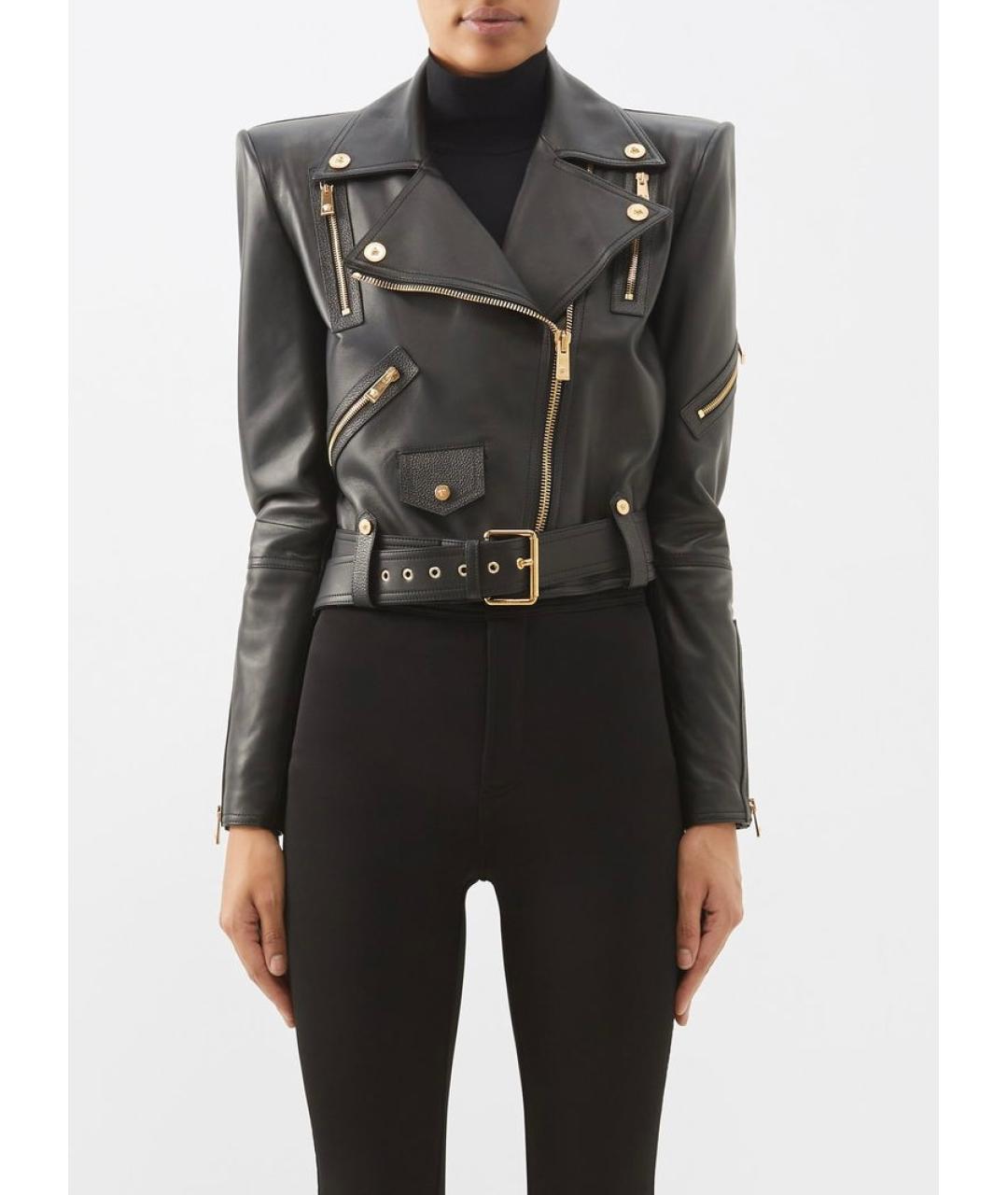 VERSACE Черная кожаная куртка, фото 7