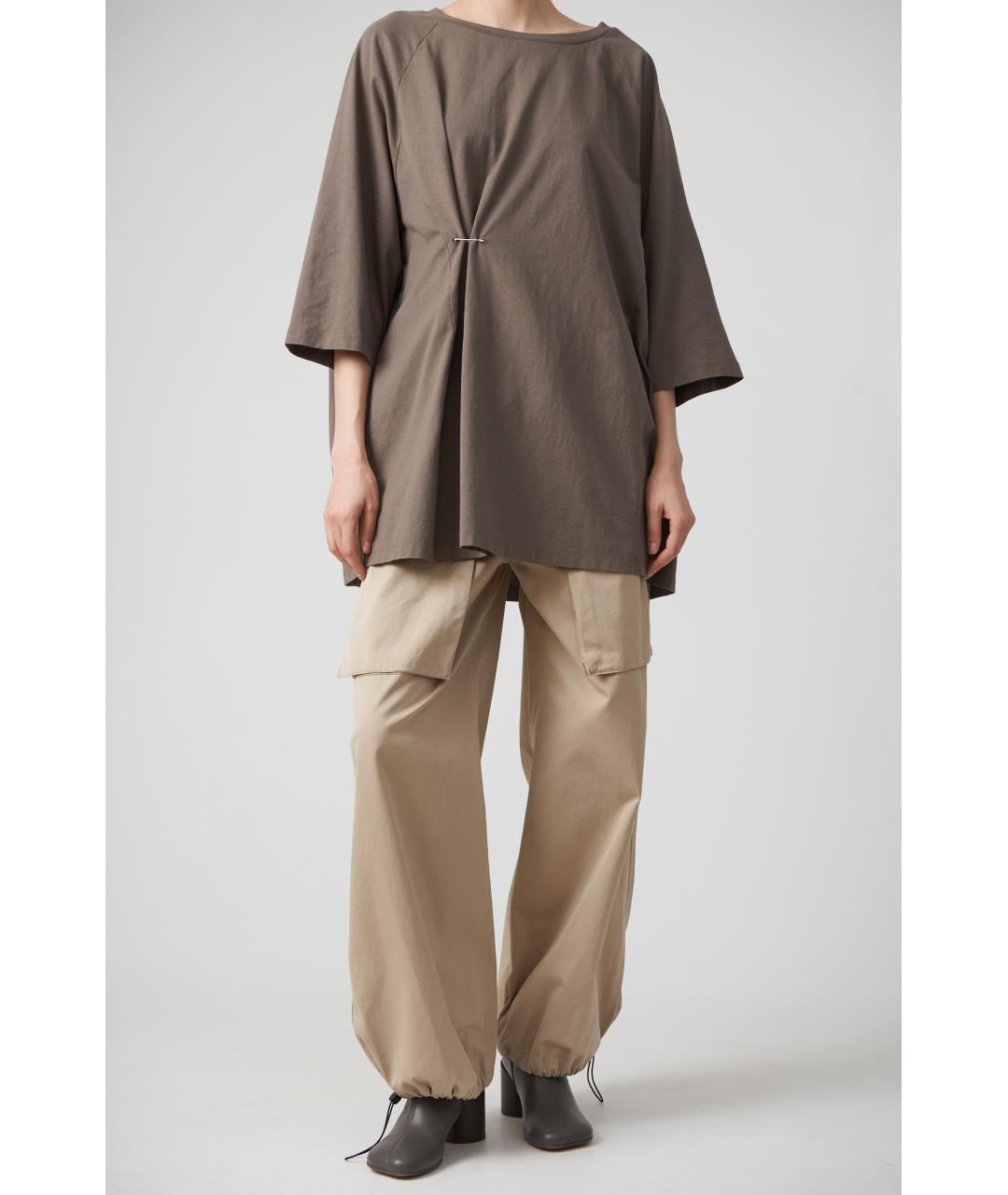MM6 MAISON MARGIELA Бежевые хлопковые прямые брюки, фото 2