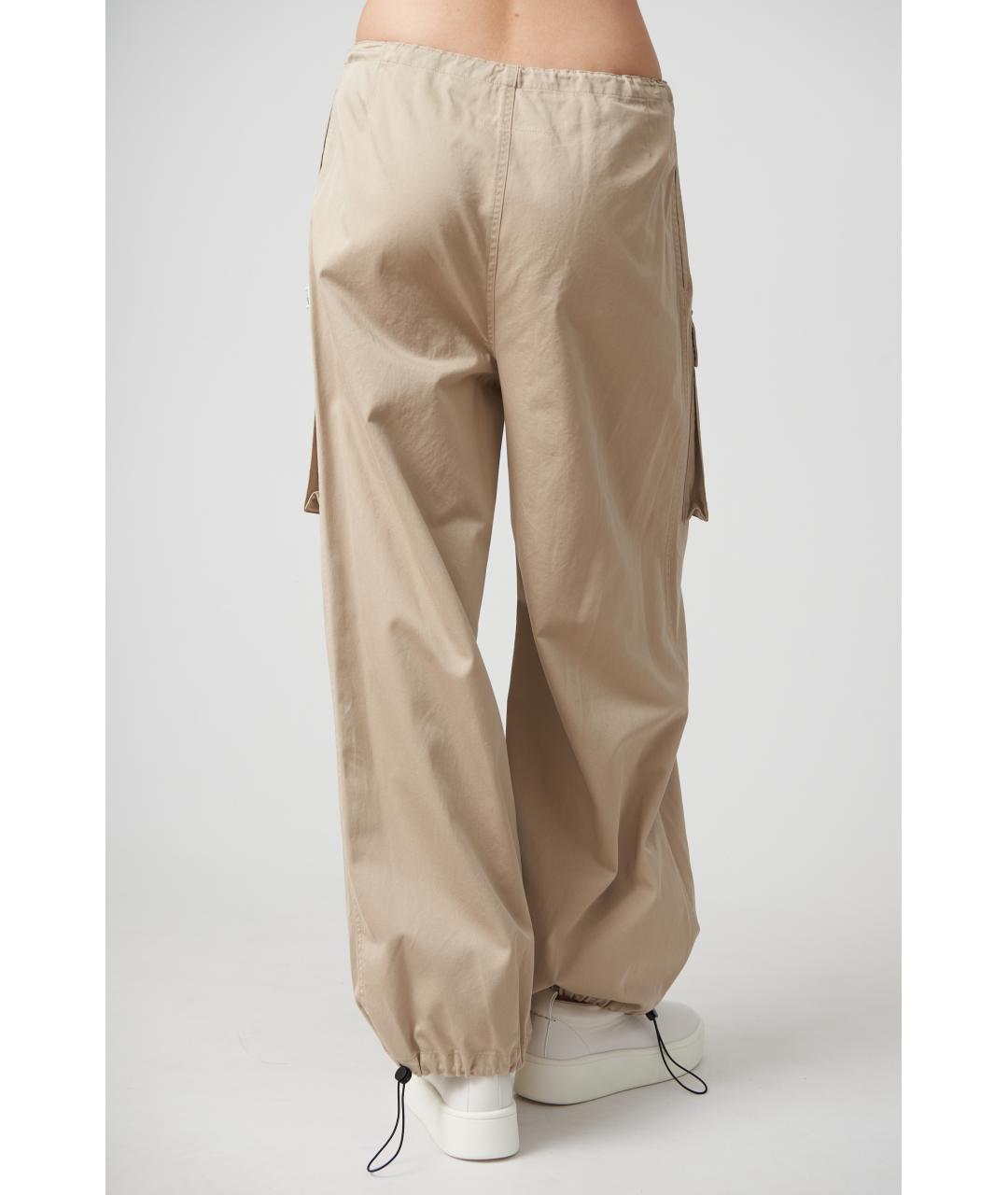 MM6 MAISON MARGIELA Бежевые хлопковые прямые брюки, фото 4