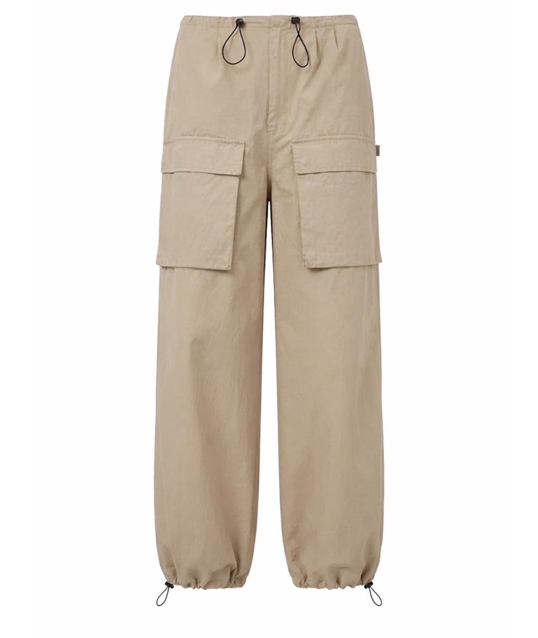 MM6 MAISON MARGIELA Бежевые хлопковые прямые брюки, фото 1
