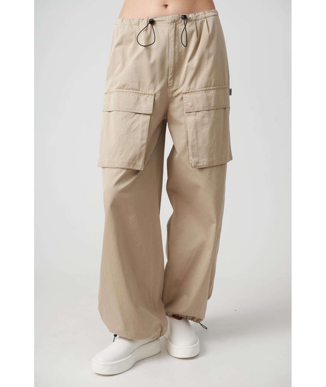 MM6 MAISON MARGIELA Бежевые хлопковые прямые брюки, фото 5