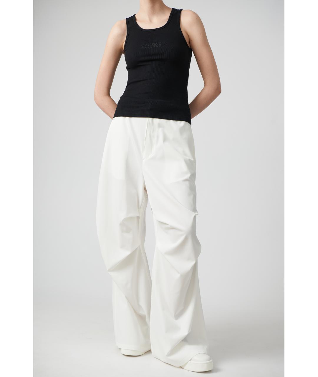 MM6 MAISON MARGIELA Белые полиэстеровые прямые брюки, фото 2