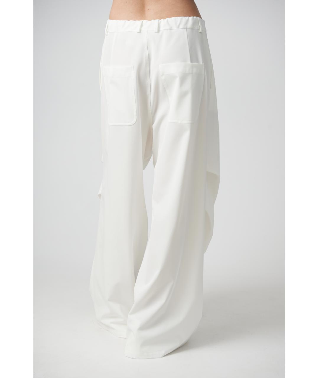 MM6 MAISON MARGIELA Белые полиэстеровые прямые брюки, фото 4