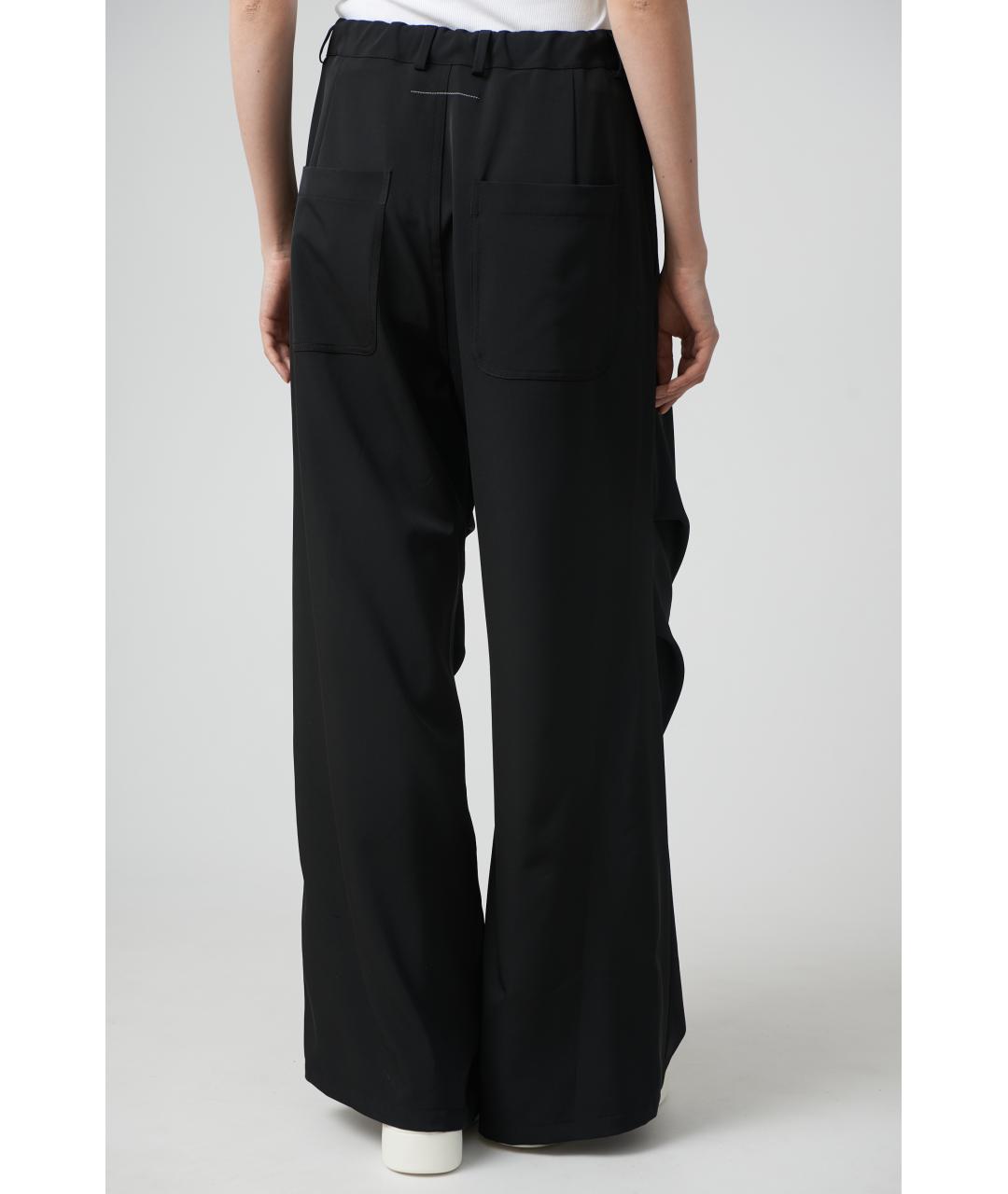 MM6 MAISON MARGIELA Черные полиэстеровые прямые брюки, фото 4